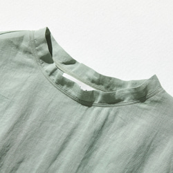 100% 亞麻落袖 3/4 袖襯衫寬鬆淺綠色 190702-4 第2張的照片