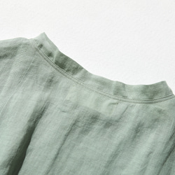 100% 亞麻落袖 3/4 袖襯衫寬鬆淺綠色 190702-4 第6張的照片