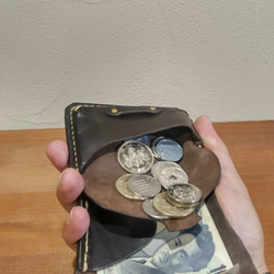 イタリアンレザー 　エイジング加工ミニウォレット　3つ折り　革財布 6枚目の画像