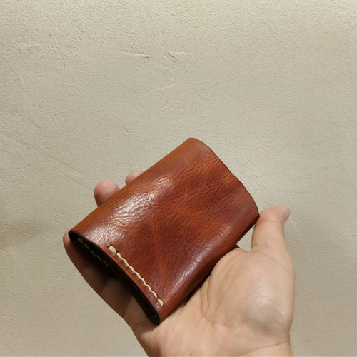 受注生産】イタリアンレザー エイジング加工ミニウォレット 3つ折り 革