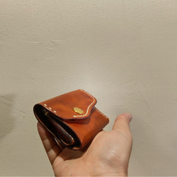 イタリアンレザー 　エイジング加工ミニウォレット　3つ折り　革財布 5枚目の画像