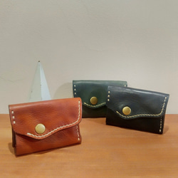 イタリアンレザー 　エイジング加工ミニウォレット　3つ折り　革財布 1枚目の画像