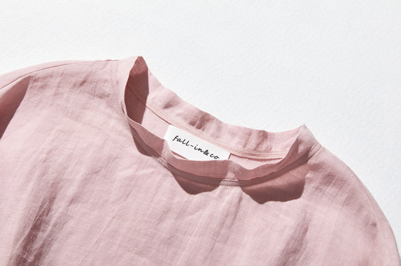 100% 亞麻落袖 3/4 袖襯衫寬鬆粉紅 190702-5 第2張的照片