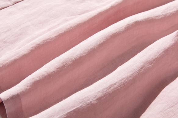 リネン100％ドロップスリーブ七分袖ブラウスゆったり　ピンク　190702-5 7枚目の画像
