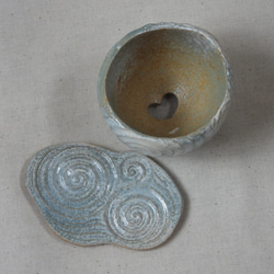 渦巻海色陶製植木鉢(3)皿付き 11枚目の画像