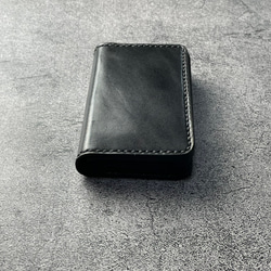 【手縫】ブラック黒本革箱型名刺入れケース（35枚ぐらい収納） 2枚目の画像