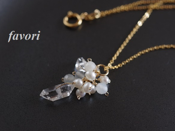 【セット割引】White flower～ハーキマーダイヤモンド×淡水パール 8枚目の画像