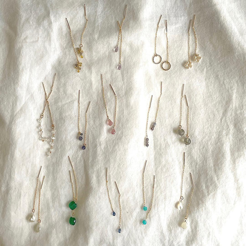 シトリン】小さなアメリカンピアス18kgp ピアス（フック・チェーン