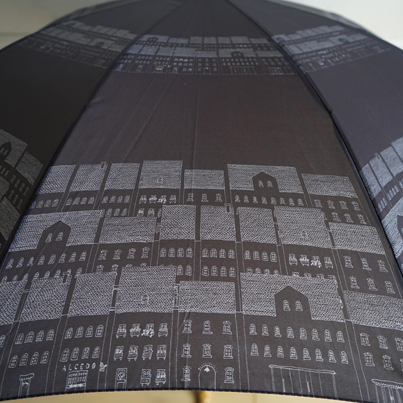 竹の傘 town  晴雨兼用 長傘 ALCEDO 161053 日傘 雨傘 竹ハンドル タウン ブラック 黒色　 12枚目の画像