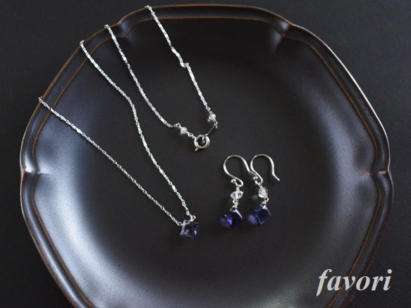 【セット割引】アイオライトSilver925製ネックレス＋ピアス