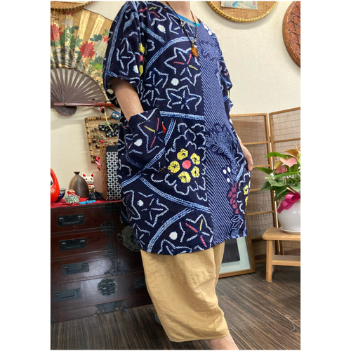 有松絞り(2種類の新品同様)のチュニック 着物リメイク チュニック 着物