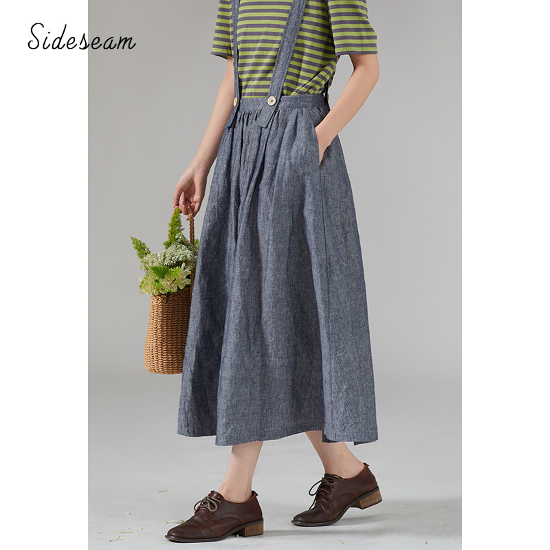 美品✨ネストローブ　ワンピース　チノコンビサロペット　麻　綿　ゆったり　ブラック 現行品✨ネストローブ チノコンビサロペットワンピース 麻 綿