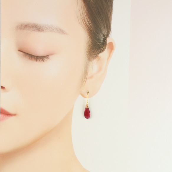 【高品質】宝石質 ルビー 耳飾り 2枚目の画像