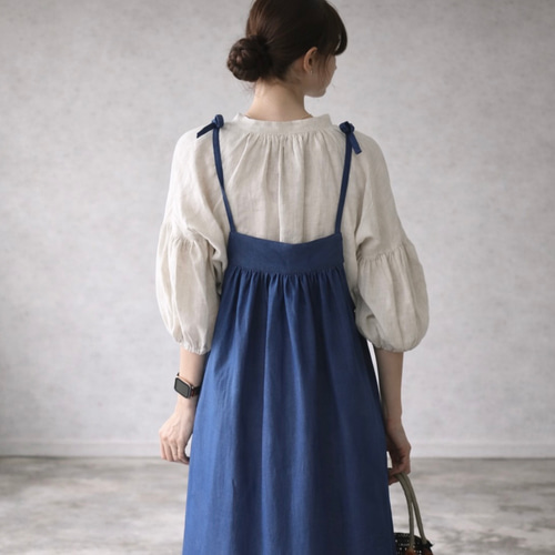 岡山県児島デニムエプロンワンピース／お洒落に過ごす8オンスソフト