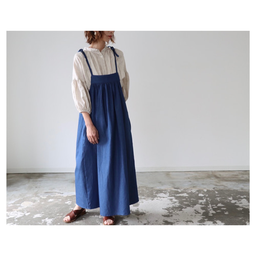 岡山県児島デニムエプロンワンピース／お洒落に過ごす8オンスソフト