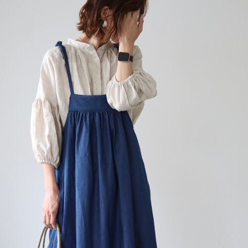 岡山県児島デニムエプロンワンピース／お洒落に過ごす8オンス