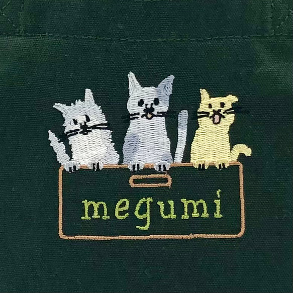 ネコ動画が見れるトートバッグ【名入れ】内ポケット ランチトート 刺繡 ししゅう 猫 ねこ 誕生日 プレゼント ギフト 3枚目の画像