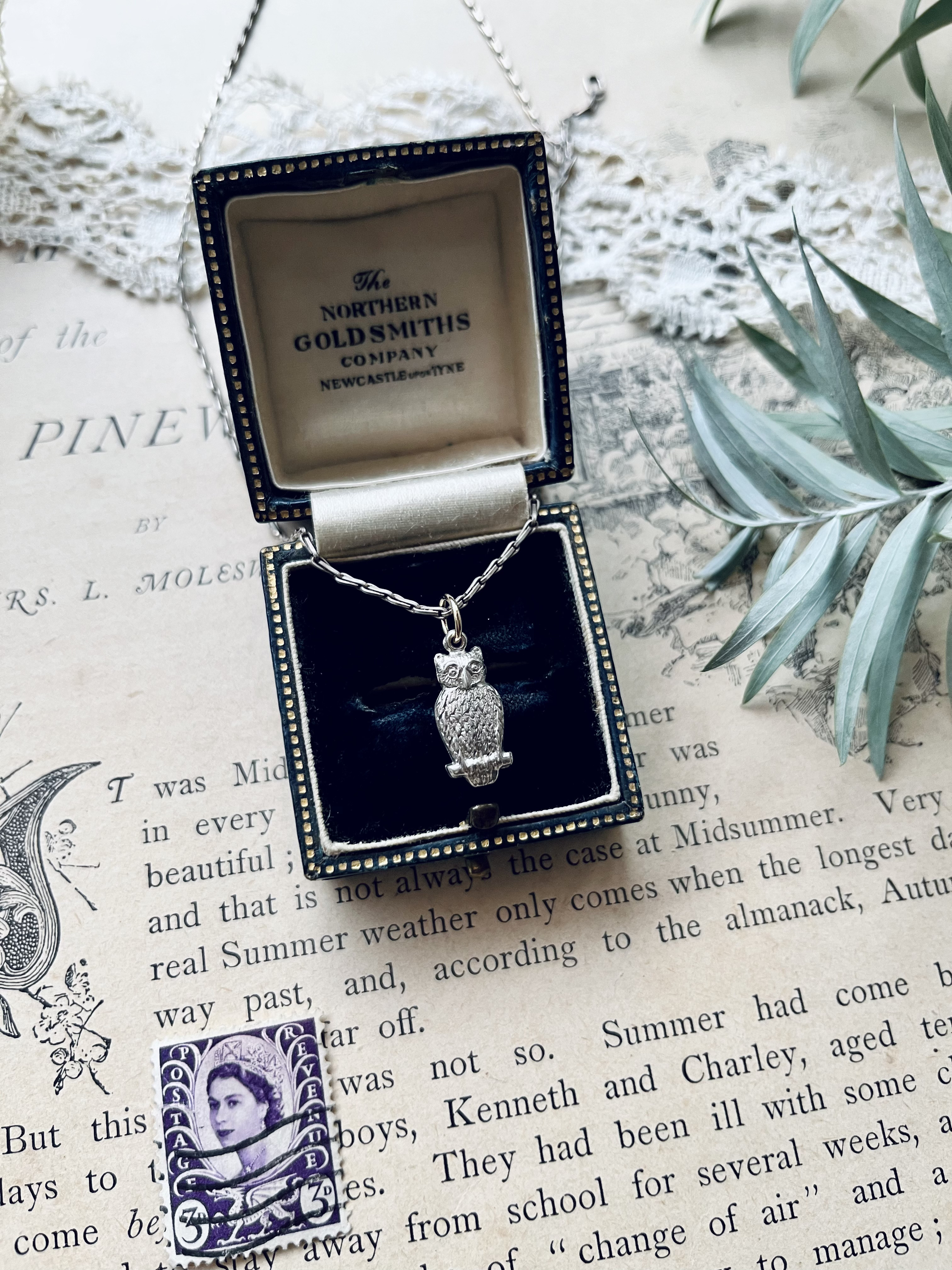 深緑(ふかみどり) ◇フクロウ ペンダント/silver【ハンドメイド