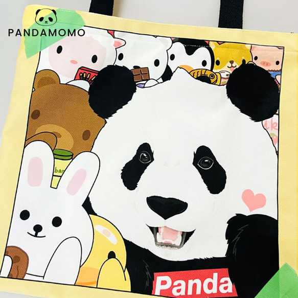 Panda 奇一 パンダ トートバッグ ハンドバッグ ショルダー キャンバス カジュアル パンダ柄 学生肩掛け布袋 3枚目の画像