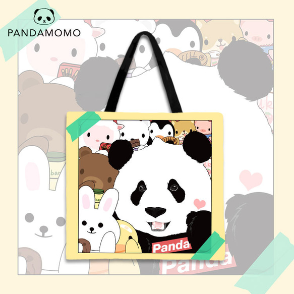 Panda 奇一 パンダ トートバッグ ハンドバッグ ショルダー キャンバス カジュアル パンダ柄 学生肩掛け布袋 2枚目の画像