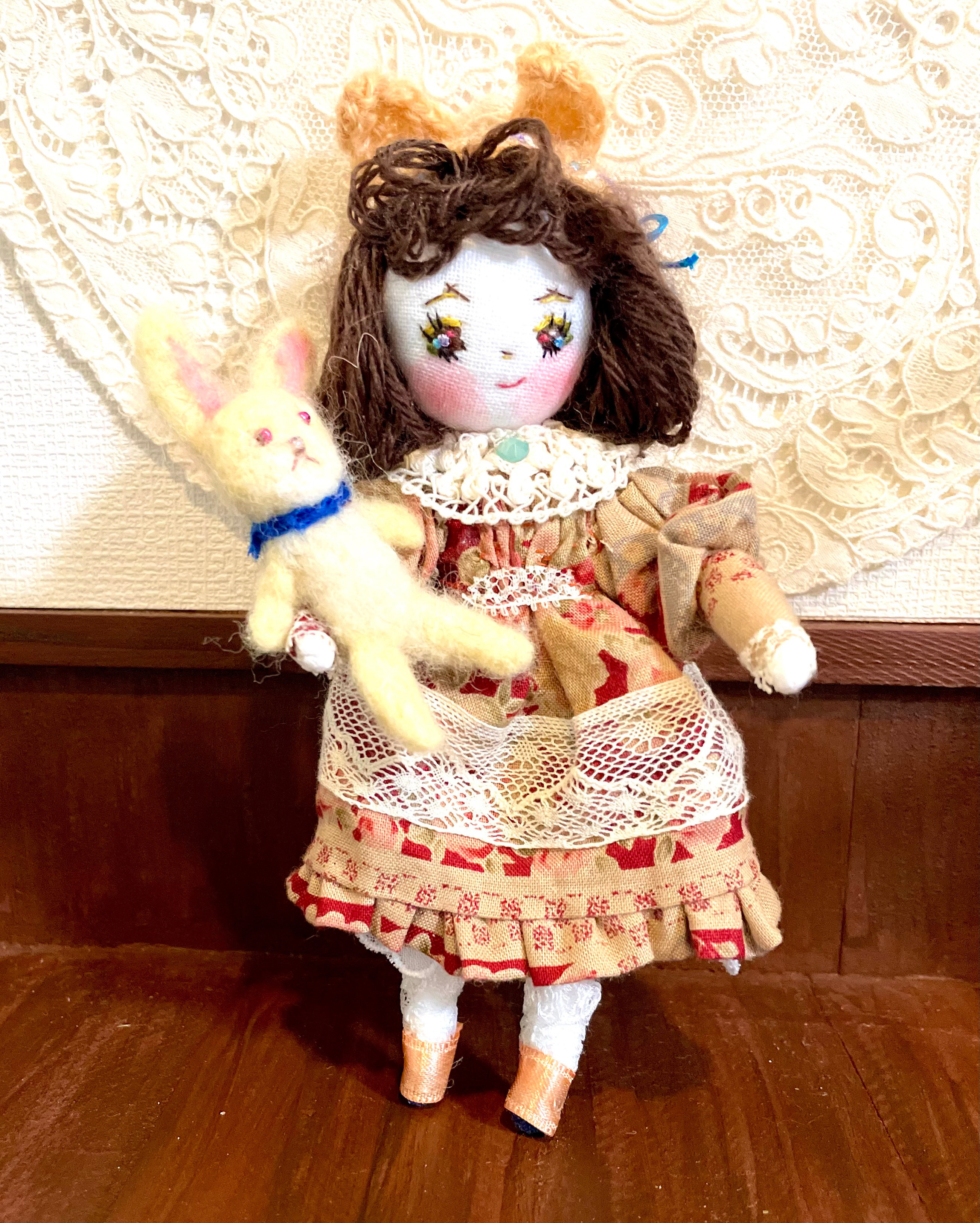手作りウサギ人形 サーニットドール 作家様 手作りウサギ人形