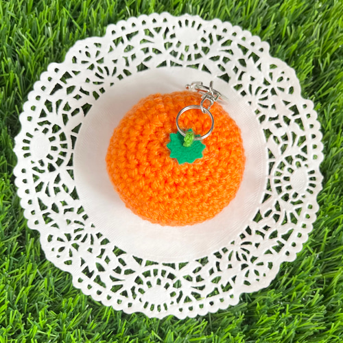 ごろっと大きいあみぐるみキーホルダー＊ みかん キーホルダー
