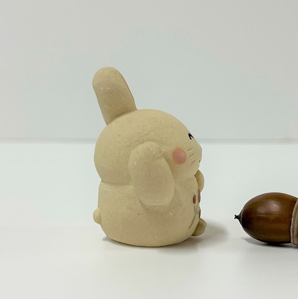 うふっ招きうさぎ　Ｏ-305-1　陶製　/Rabbit/兔子 3枚目の画像