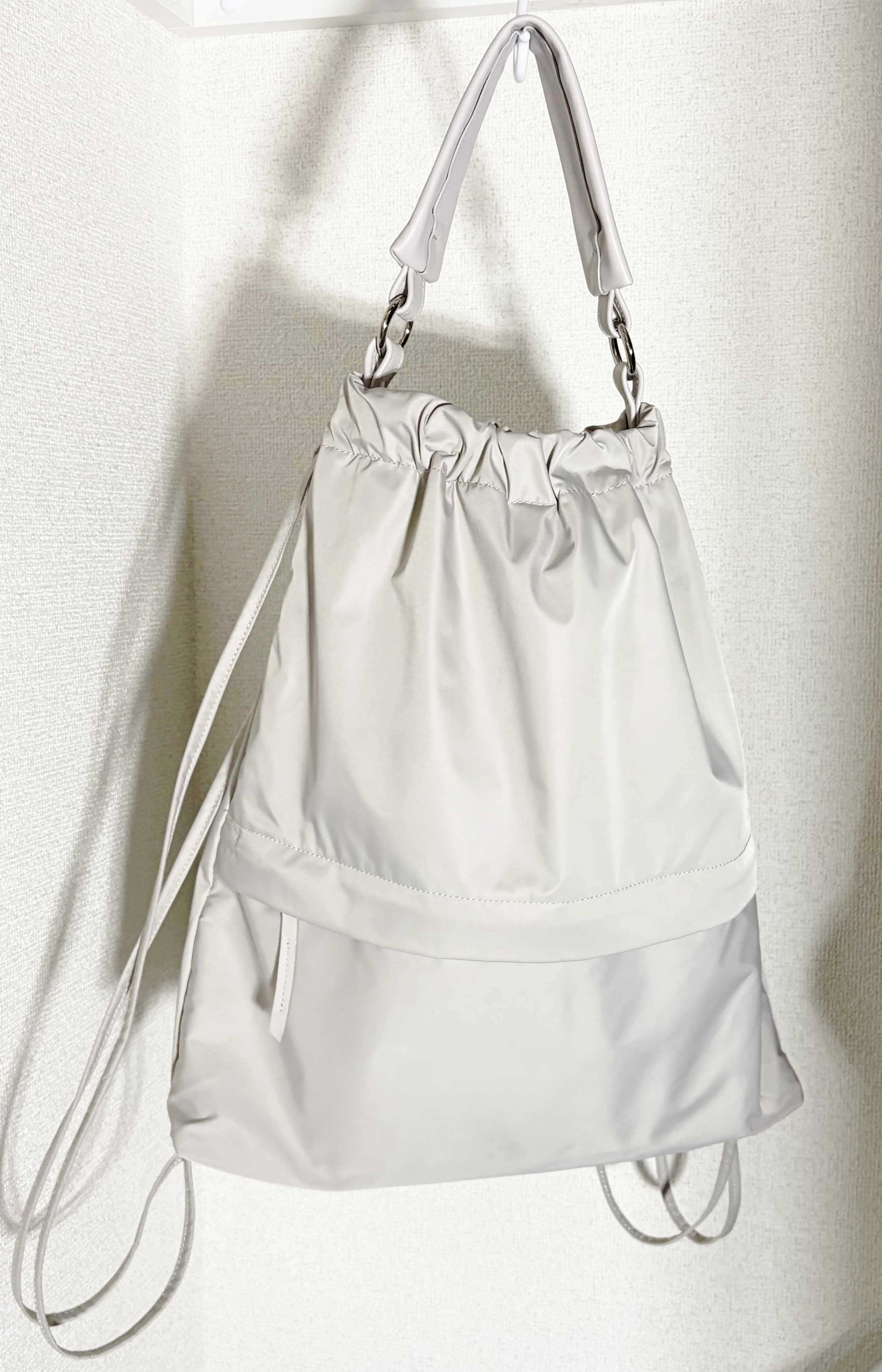 サスティナブルな素材で作った地球にやさしい巾着トートリュックマチ付き大