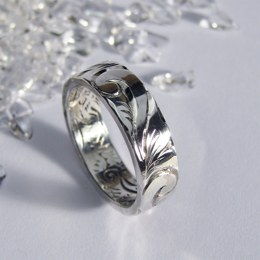 【ハワイアン】龍棲～りゅうのすみか　シルバーリング【猛龍】サイズ12～23号　HAWAIAN 和彫 マリッジ