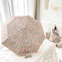 晴雨兼用傘  日差し対策 日傘 雨傘  紫外線対策 花柄 カラー 傘袋付き 1枚目の画像