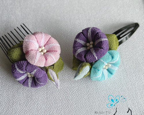 朝顔☆5センチパッチンピン☆ハンドメイド 朝顔☆5センチパッチンピン☆ハンドメイド