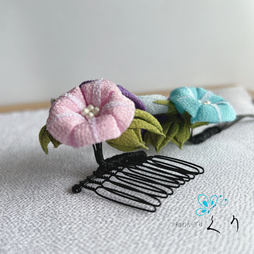 朝顔☆5センチパッチンピン☆ハンドメイド 朝顔5センチパッチンピンハンドメイド