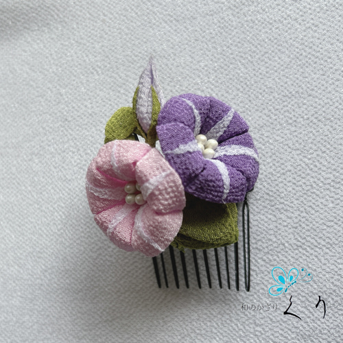 朝顔☆5センチパッチンピン☆ハンドメイド 朝顔5センチパッチンピンハンドメイド