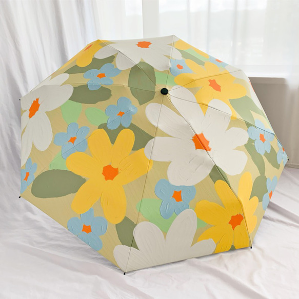 自動開閉傘 晴雨兼用傘  日差し対策 日傘 雨傘  紫外線対策 花柄 カラー 傘袋付き 1枚目の画像