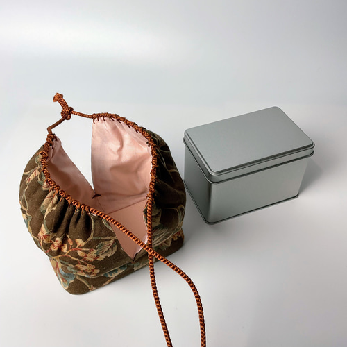 一点もの！小さな茶箱のお仕覆 植物柄の更紗 茶道・茶箱・茶籠