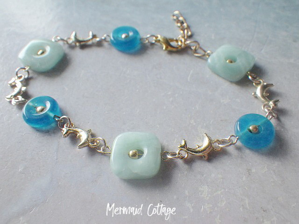 Dolphin with Square Stones Beach Bracelet 2枚目の画像