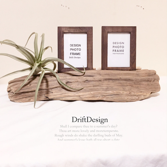 〜Drift Design〜　味わい流木とキセロ造花のデザインフォトスタンド　写真立て　フォトフレーム　インテリア 4枚目の画像