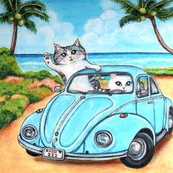 原画「ロードムービーみたいな旅をしよう」 F10号 #絵画 #ねこ