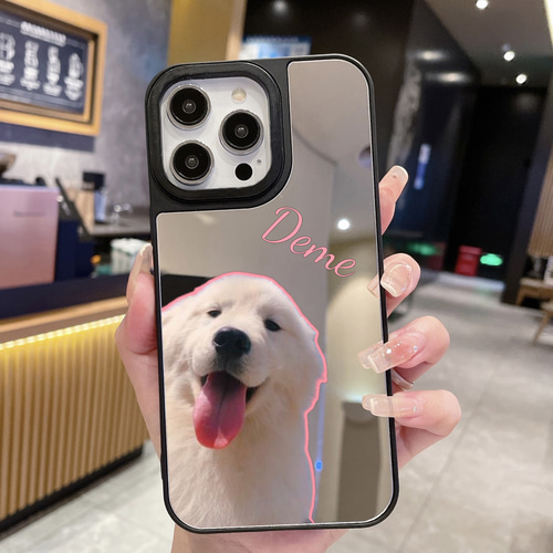 オーダーメイドiphoneスマホケース グリップミラーケース 写真切り抜き