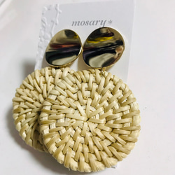 【今年もつけたい夏の定番！！】毎年人気です▷ラタンプレートorリングピアス/イヤリング 3枚目の画像