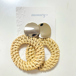 【今年もつけたい夏の定番！！】毎年人気です▷ラタンプレートorリングピアス/イヤリング 2枚目の画像