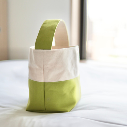 気軽に持てるワンハンドル バッグ♡バイカラー トートバッグ 帆布