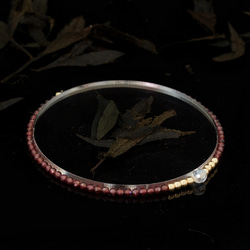 輕奢風酒紅石榴石14K包金 GF Swarovski 配珠水晶手鍊 (Burgundy Garnet Bracelet) 第6張的照片