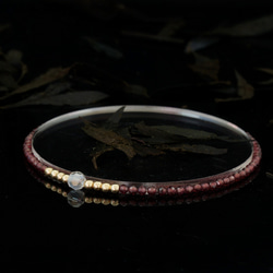 輕奢風酒紅石榴石14K包金 GF Swarovski 配珠水晶手鍊 (Burgundy Garnet Bracelet) 第2張的照片