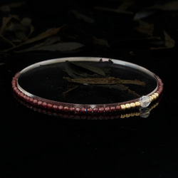 輕奢風酒紅石榴石14K包金 GF Swarovski 配珠水晶手鍊 (Burgundy Garnet Bracelet) 第1張的照片