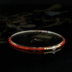 輕奢風紅瑪瑙14K包金 GF Swarovski 配珠水晶手鍊 ( Red Agate Bracelet ) 第2張的照片