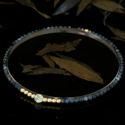 輕奢風深藍紋石14K包金 GF Swarovski 配珠水晶手鍊 ( Dark Calcite Bracelet ) 第8張的照片