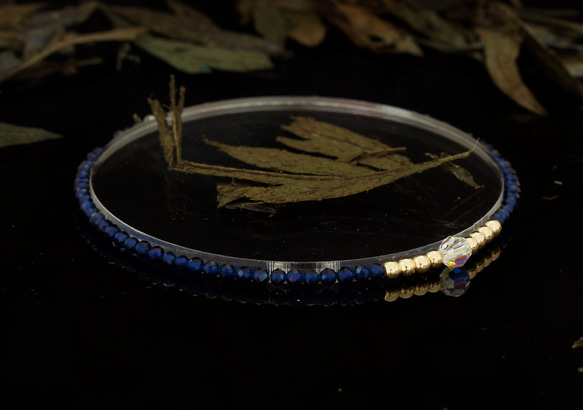 輕奢風藍剛玉14K包金 GF Swarovski 配珠水晶手鍊 ( Blue Corundum Bracelet ) 第5張的照片