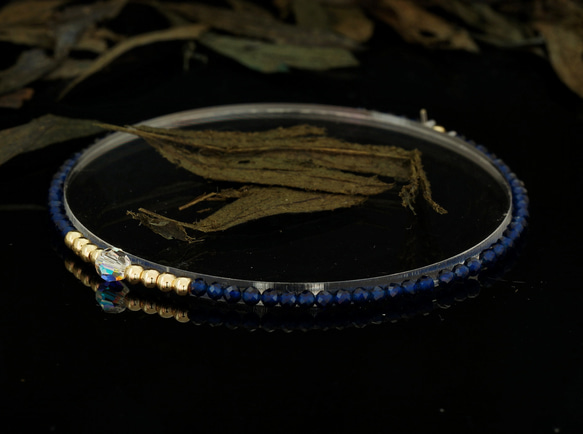 輕奢風藍剛玉14K包金 GF Swarovski 配珠水晶手鍊 ( Blue Corundum Bracelet ) 第3張的照片