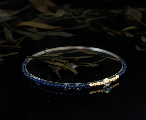 輕奢風藍剛玉14K包金 GF Swarovski 配珠水晶手鍊 ( Blue Corundum Bracelet ) 第1張的照片